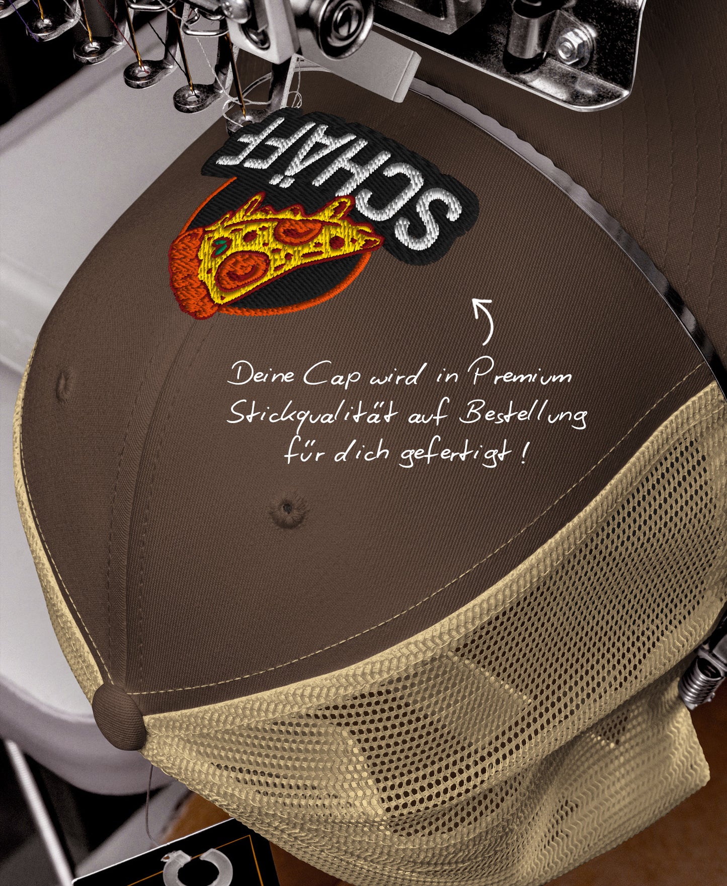 SCHÄFF – Bestickte Pizza Retro Trucker Cap