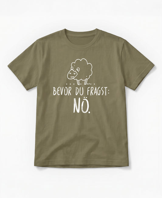 SCHÄFF – Bevor du fragst: Nö. Schaf Bio T-Shirt in Khakigrün