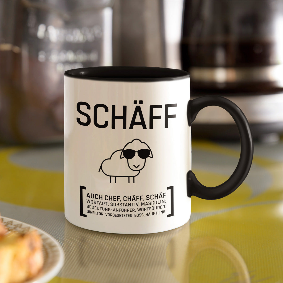 Zweifarbige SCHÄFF Tasse mit Logo und Grafik – Robuste Kaffeetasse für das Büro, perfektes Teamgeschenk.