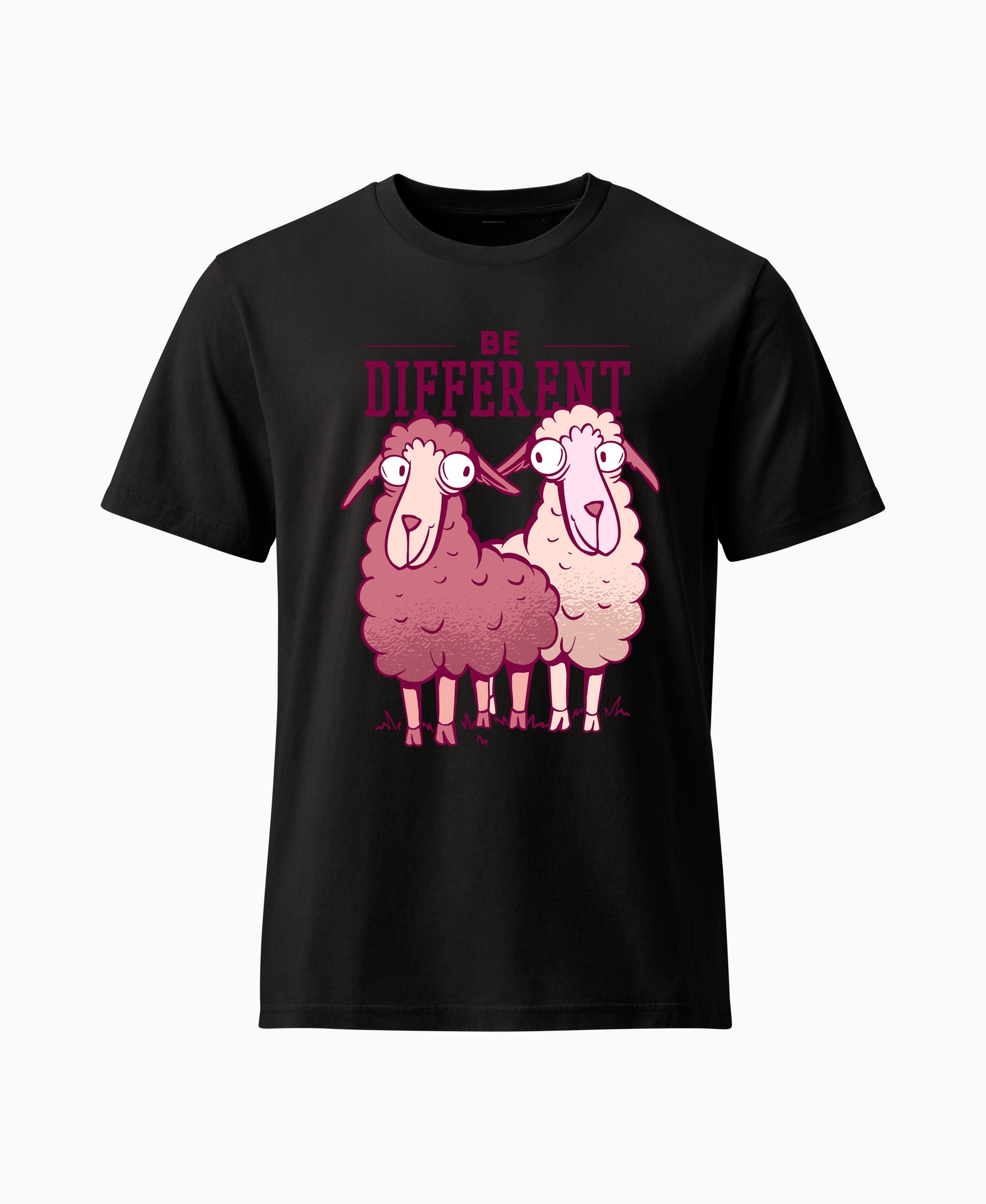 SCHÄFF - Be Different Schaf Bio T-Shirt in Farbe Schwarz mit lustigem Schäfchen-Motiv und Spruch für Schaf-Fans
