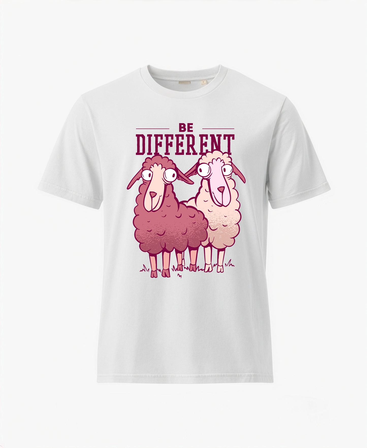 SCHÄFF - Be Different Schaf Bio T-Shirt in Farbe Weiss mit lustigem Schäfchen-Motiv und Spruch für Schaf-Fans