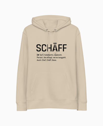 SCHÄFF – Chef Definition Bio-Hoodie in Farbe Desert Dust