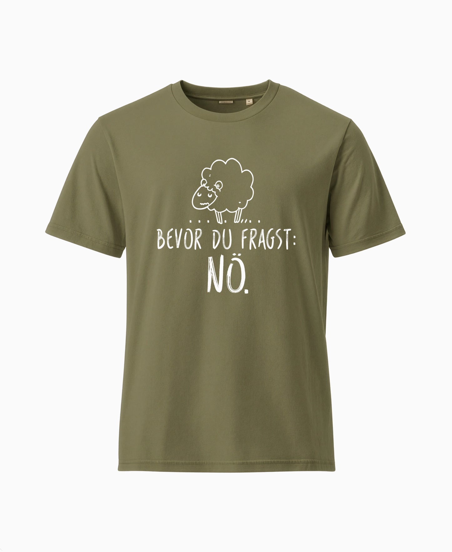 SCHÄFF – Bevor du fragst: Nö. Schaf Bio T-Shirt in Khakigrün