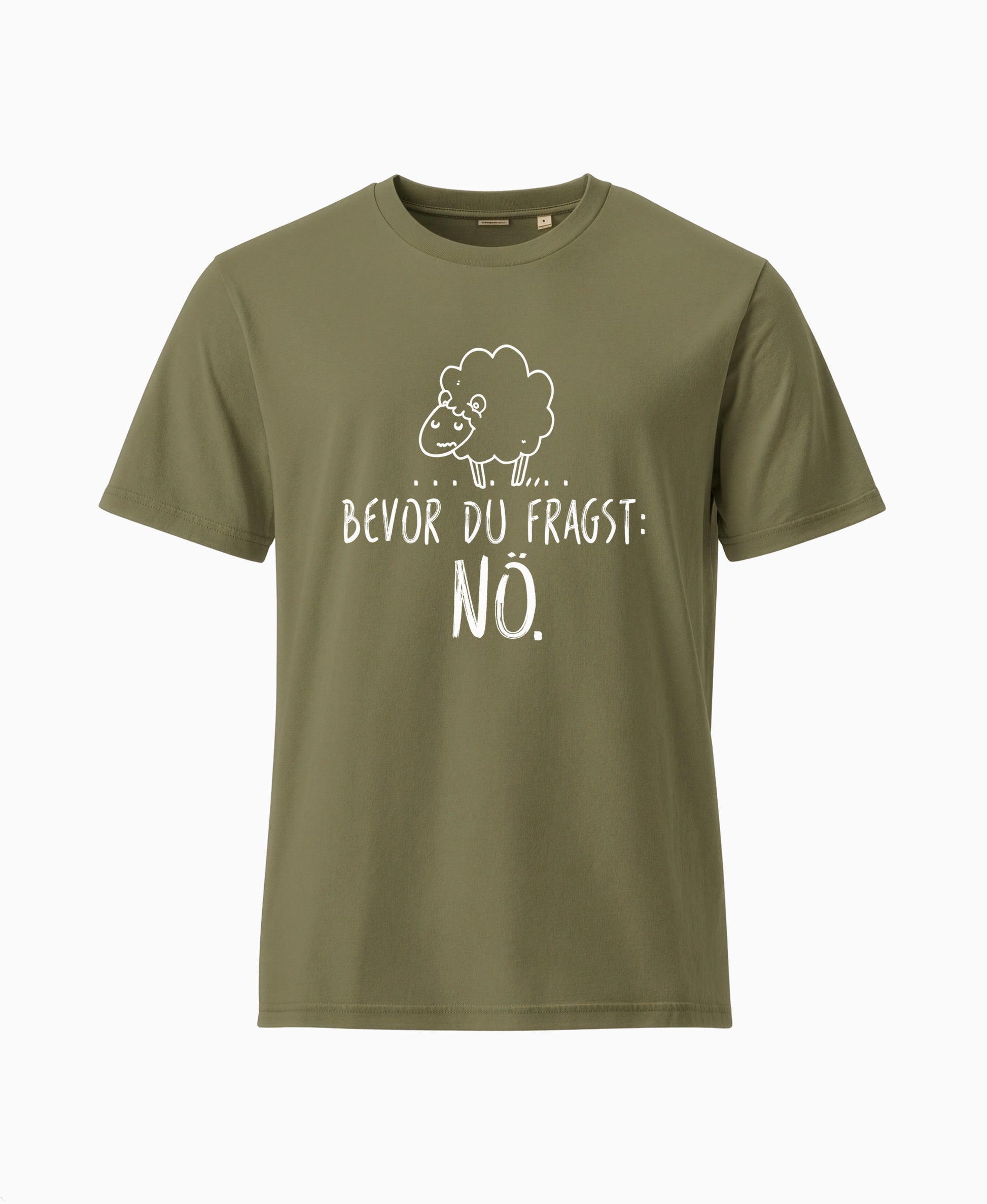 SCHÄFF – Bevor du fragst: Nö. Schaf Bio T-Shirt in Khakigrün