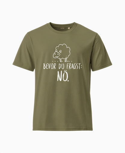 SCHÄFF – Bevor du fragst: Nö. Schaf Bio T-Shirt in Khakigrün