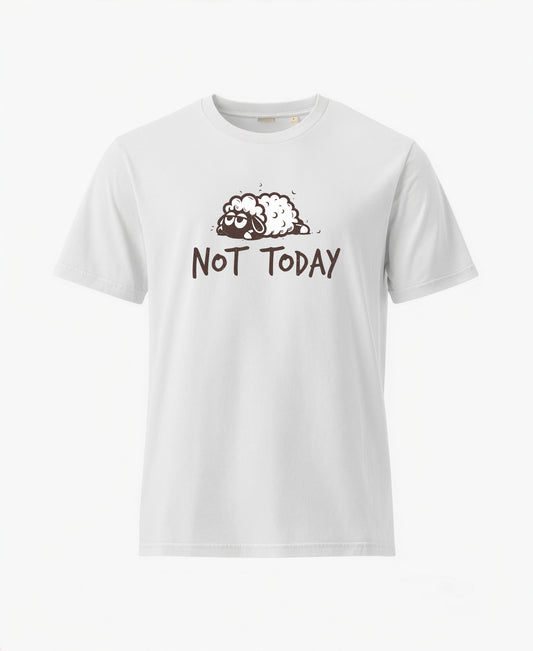 SCHÄFF Not Today Vintage Schaf T-Shirt in Weiss aus Bio-Baumwolle.