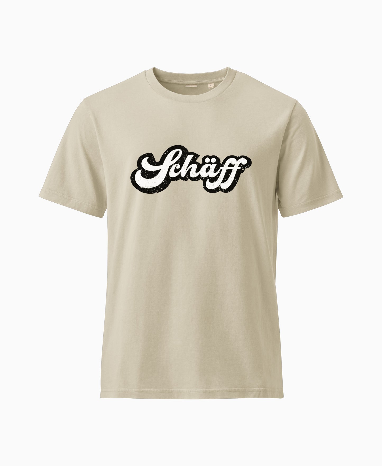 SCHÄFF Retro Schriftzug T-Shirt in der Farbe Desert Dust aus Bio-Baumwolle
