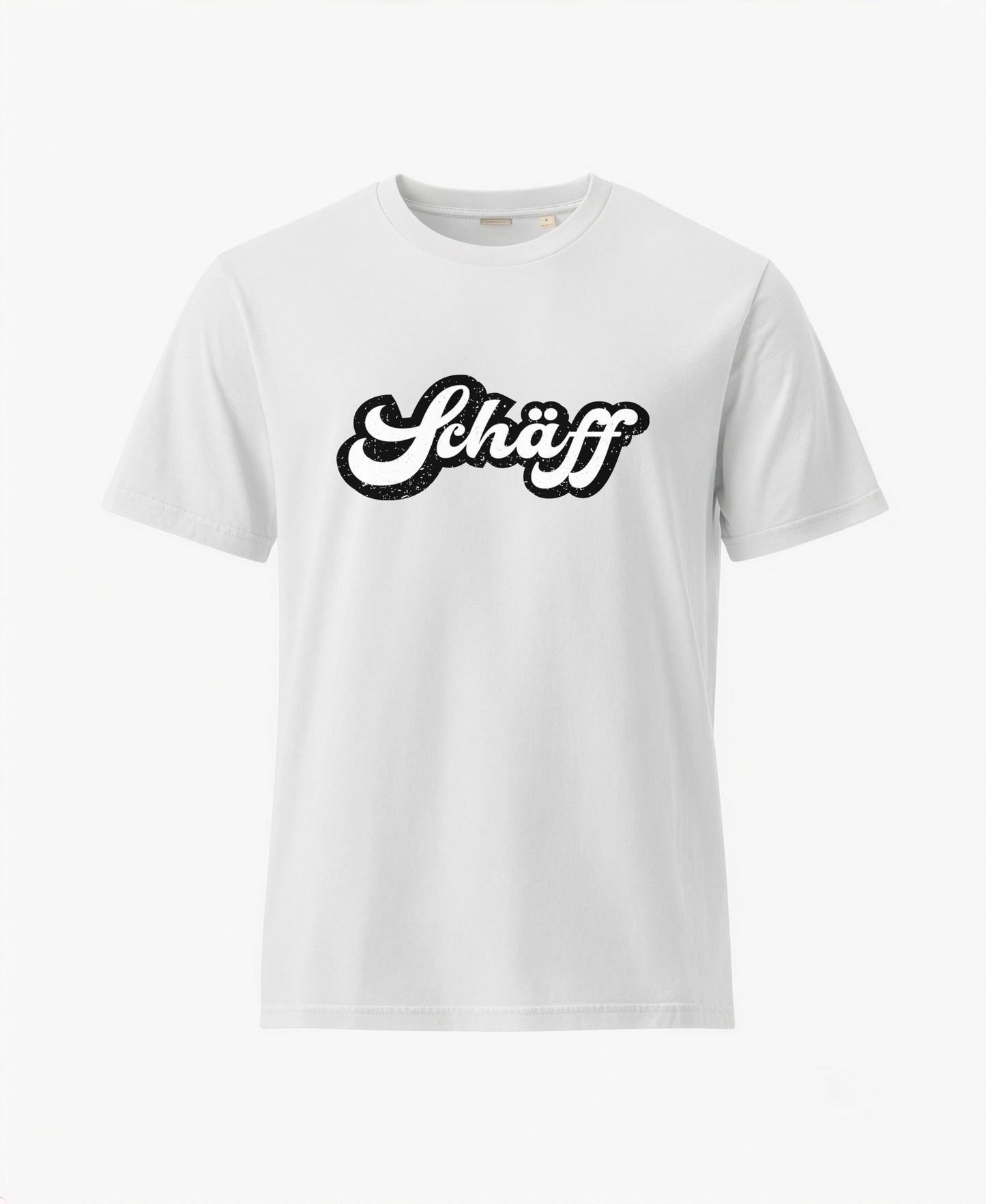 SCHÄFF Retro Schriftzug T-Shirt in der Farbe Weiss aus Bio-Baumwolle