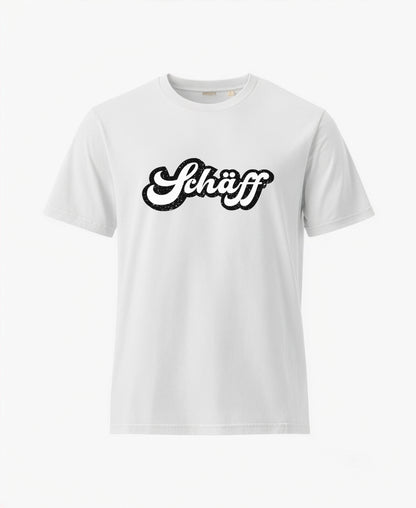 SCHÄFF Retro Schriftzug T-Shirt in der Farbe Weiss aus Bio-Baumwolle
