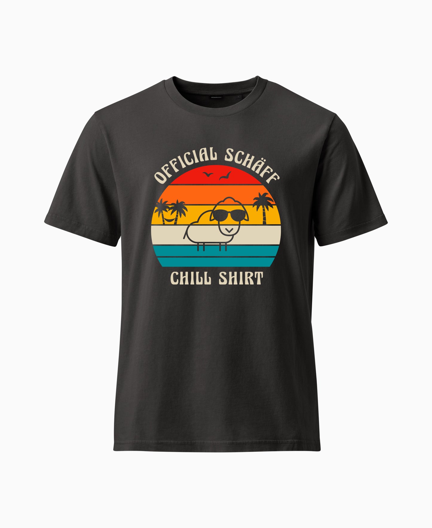 SCHÄFF– Official Chill Shirt mit Urlaubsmotiv & Sonnenbrille Bio T-Shirt in Anthrazit