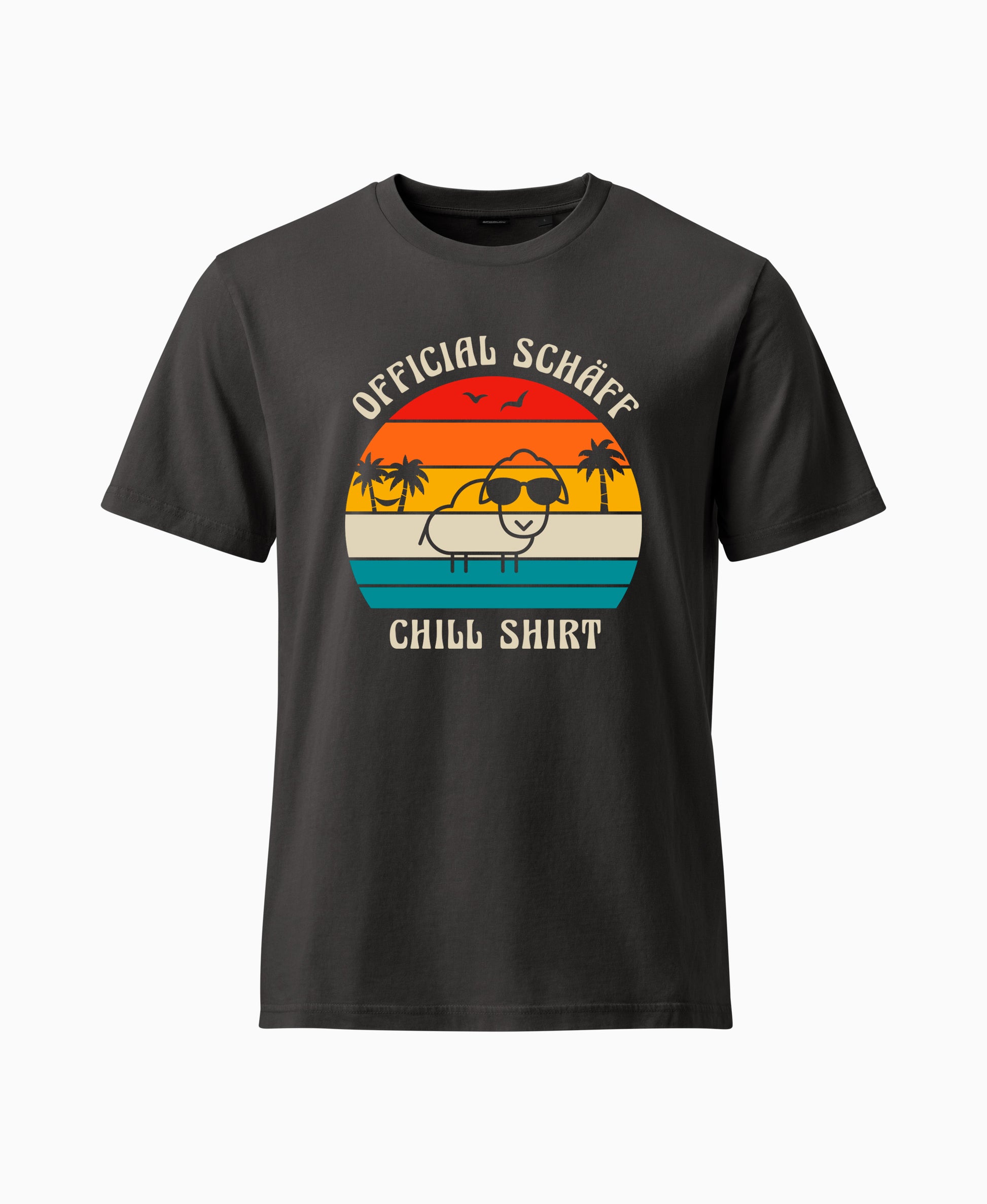 SCHÄFF– Official Chill Shirt mit Urlaubsmotiv & Sonnenbrille Bio T-Shirt in Anthrazit