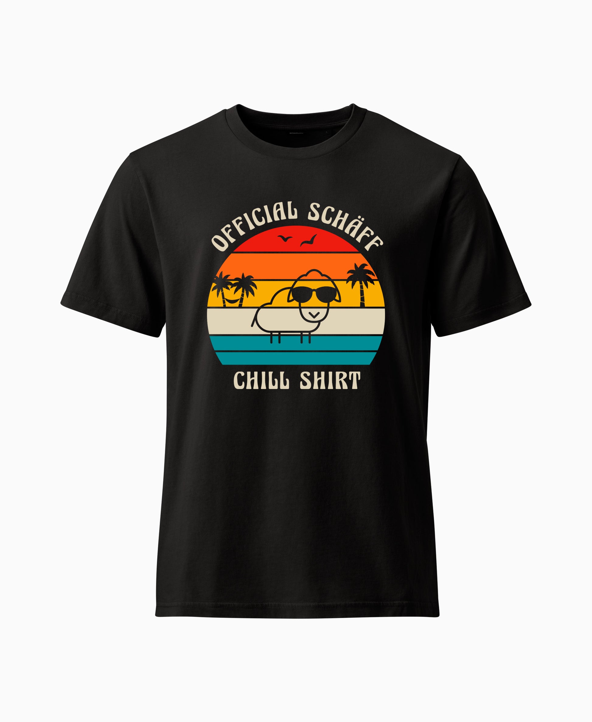 SCHÄFF– Official Chill Shirt mit Urlaubsmotiv & Sonnenbrille Bio T-Shirt in Schwarz
