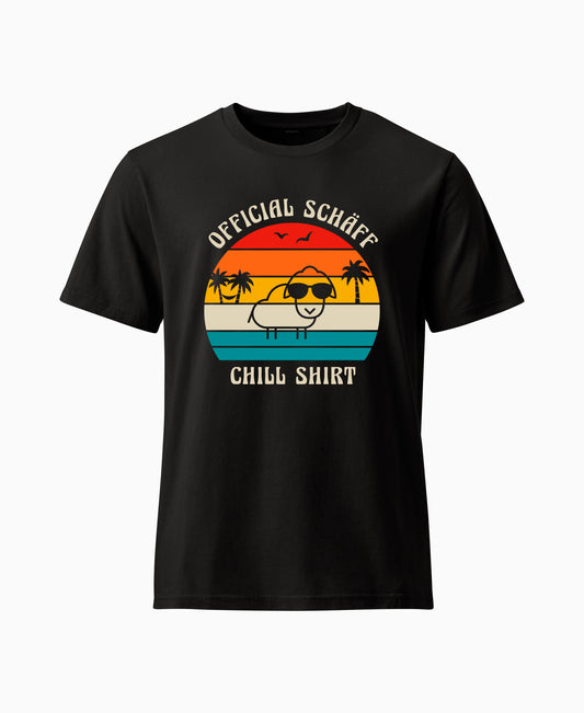 SCHÄFF– Official Chill Shirt mit Urlaubsmotiv & Sonnenbrille Bio T-Shirt in Schwarz