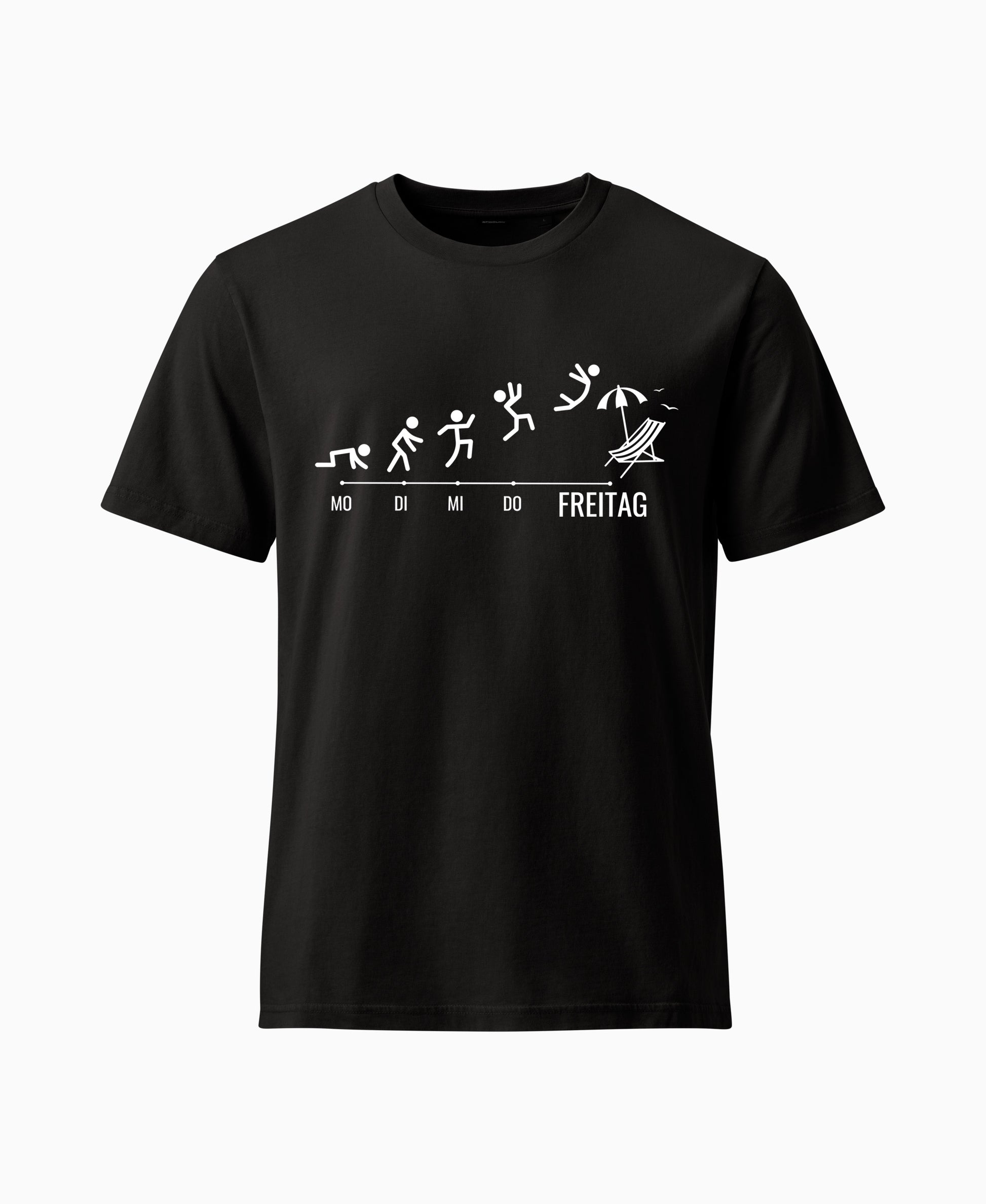 SCHÄFF – Evolution Arbeitswoche Freitag Liegestuhl T-Shirt in Schwarz.