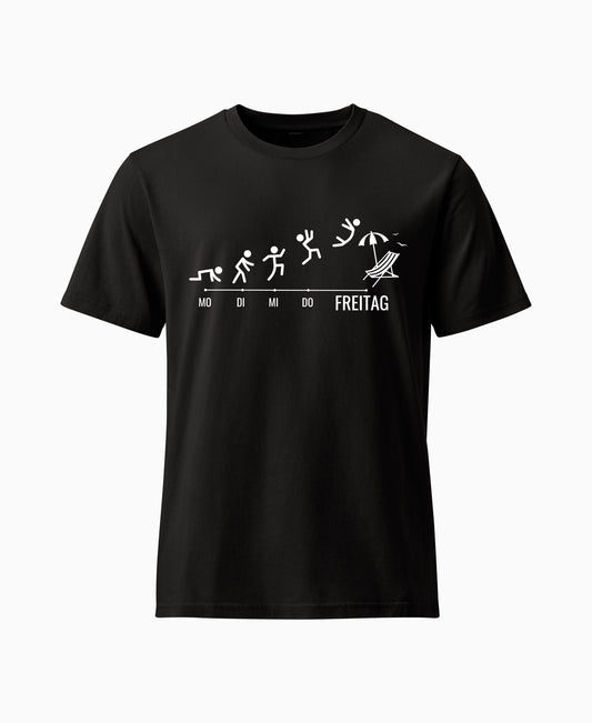 SCHÄFF – Evolution Arbeitswoche Freitag Liegestuhl T-Shirt in Schwarz.