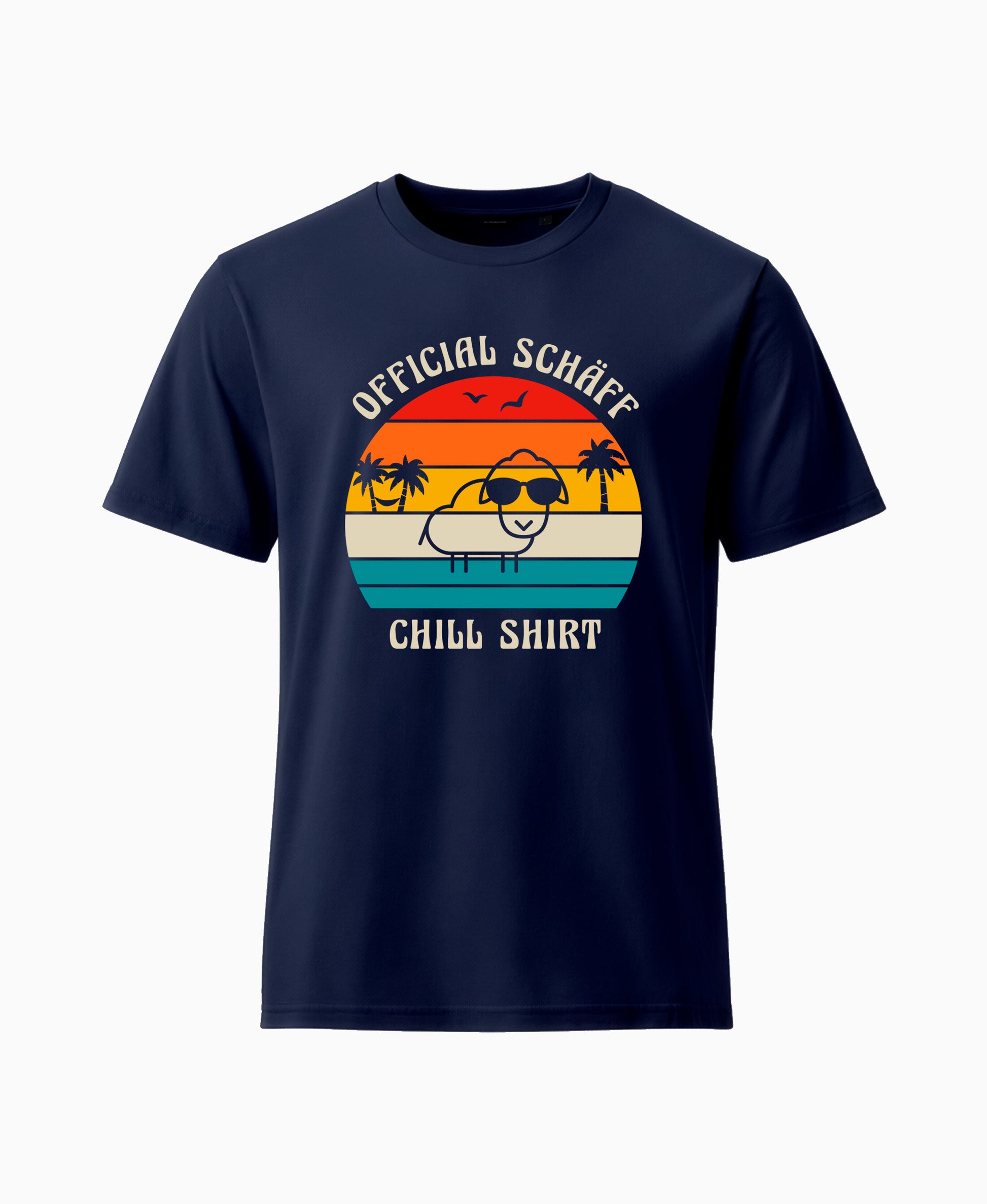SCHÄFF– Official Chill Shirt mit Urlaubsmotiv & Sonnenbrille Bio T-Shirt in Farbe French Navy