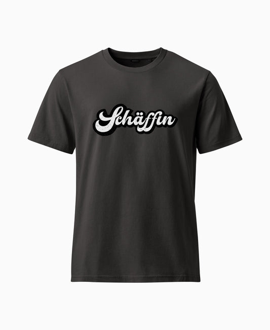 SCHÄFFIN Retro Schriftzug T-Shirt in der Farbe Anthrazit aus Bio-Baumwolle