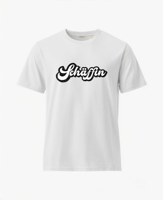 SCHÄFFIN Retro Schriftzug T-Shirt in der Farbe Weiss aus Bio-Baumwolle