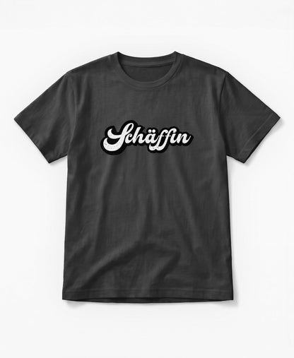 SCHÄFFIN Retro Schriftzug T-Shirt in der Farbe Antrazit aus Bio-Baumwolle