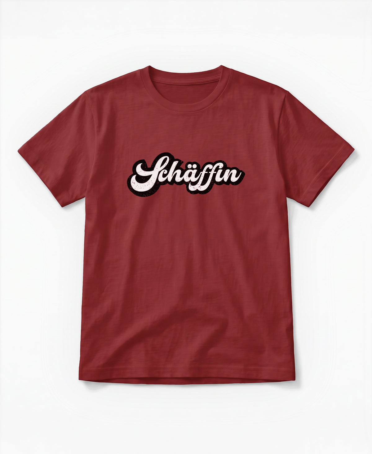 SCHÄFFIN Retro Schriftzug T-Shirt in der Farbe Burgundy aus Bio-Baumwolle