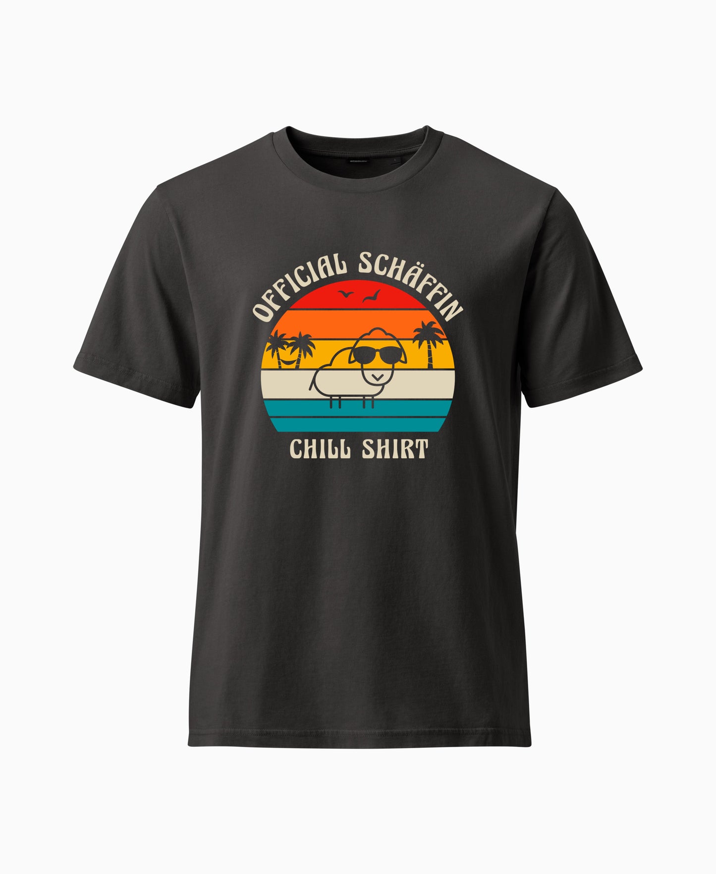 SCHÄFFIN – Official Chill Shirt mit Urlaubsmotiv & Sonnenbrille Bio T-Shirt in Anthrazit