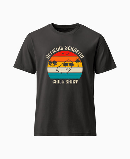 SCHÄFFIN – Official Chill Shirt mit Urlaubsmotiv & Sonnenbrille Bio T-Shirt in Anthrazit