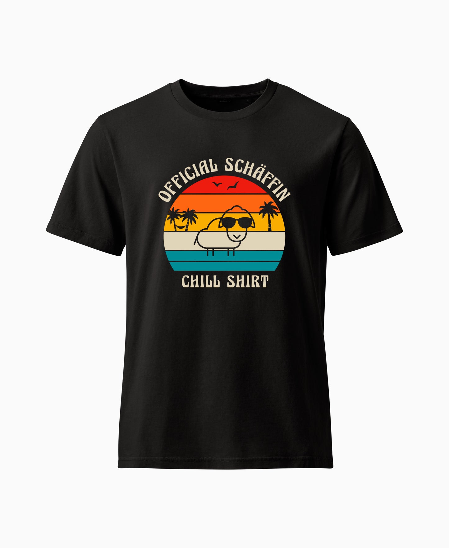 SCHÄFFIN – Official Chill Shirt mit Urlaubsmotiv & Sonnenbrille Bio T-Shirt in Schwarz