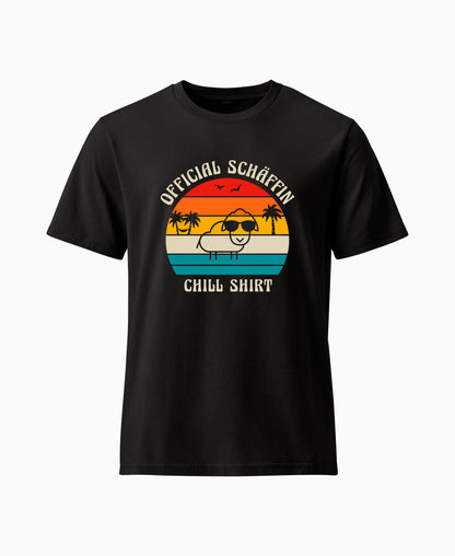 SCHÄFFIN – Official Chill Shirt mit Urlaubsmotiv & Sonnenbrille Bio T-Shirt in Schwarz