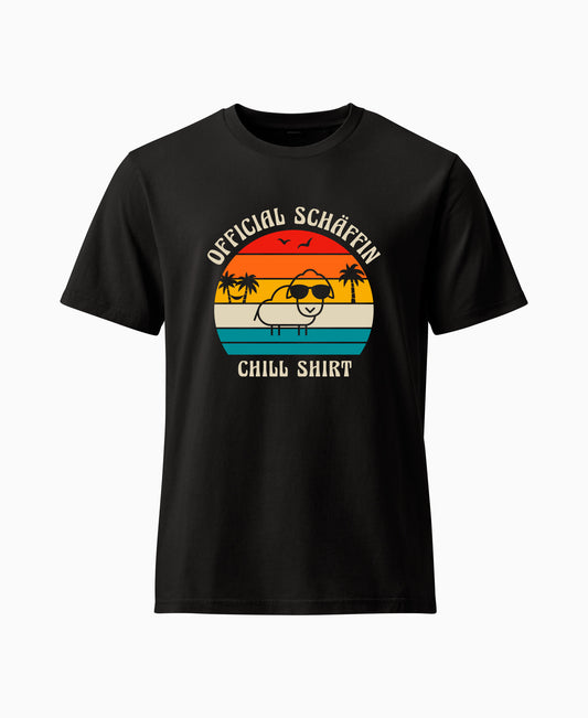 SCHÄFFIN – Official Chill Shirt mit Urlaubsmotiv & Sonnenbrille Bio T-Shirt in Schwarz