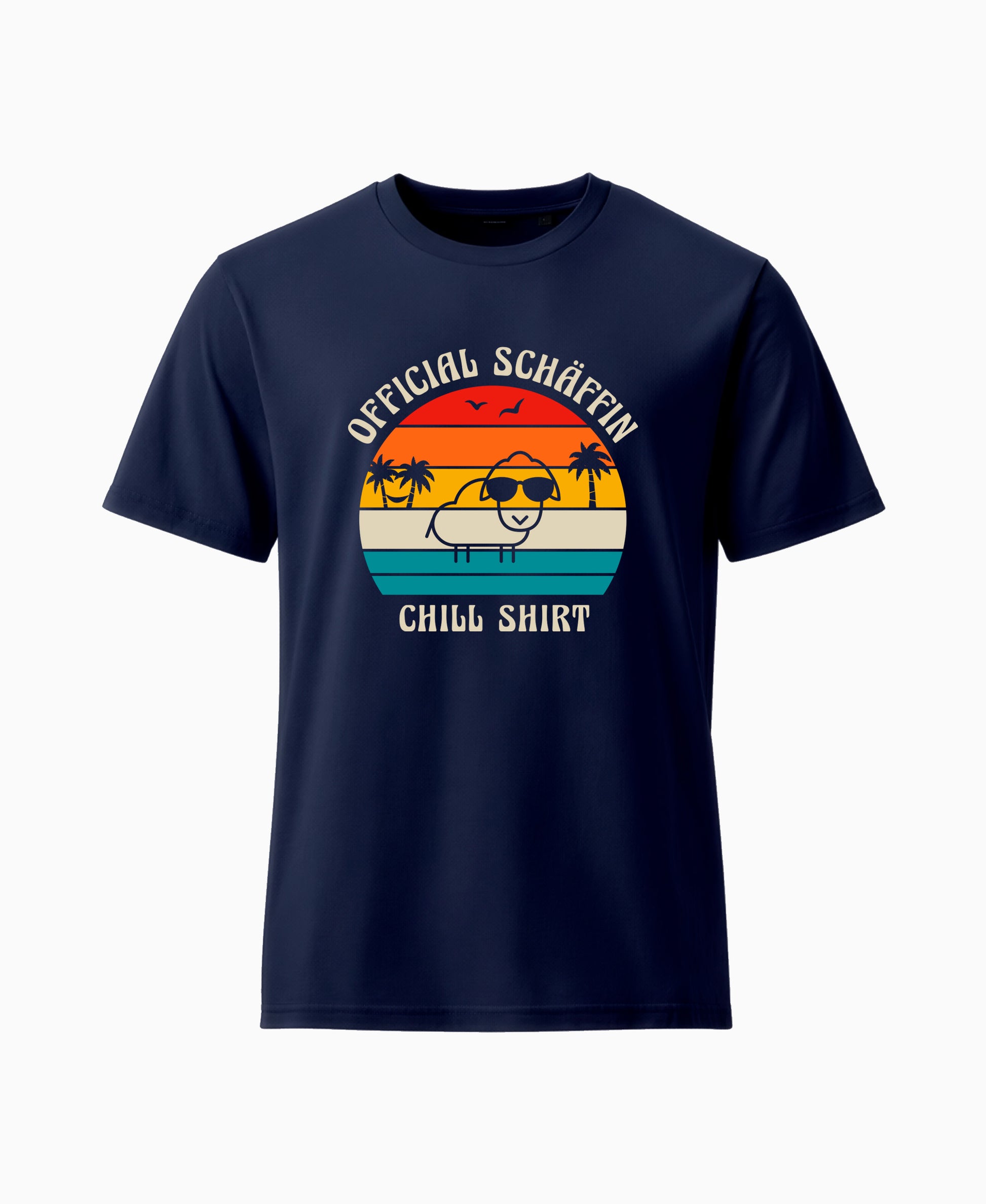 SCHÄFFIN – Official Chill Shirt mit Urlaubsmotiv & Sonnenbrille Bio T-Shirt in Farbe French Navy