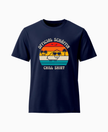SCHÄFFIN – Official Chill Shirt mit Urlaubsmotiv & Sonnenbrille Bio T-Shirt in Farbe French Navy