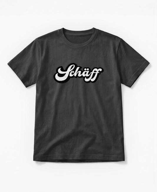 SCHÄFF Retro Schriftzug T-Shirt in der Farbe Antrazit aus Bio-Baumwolle