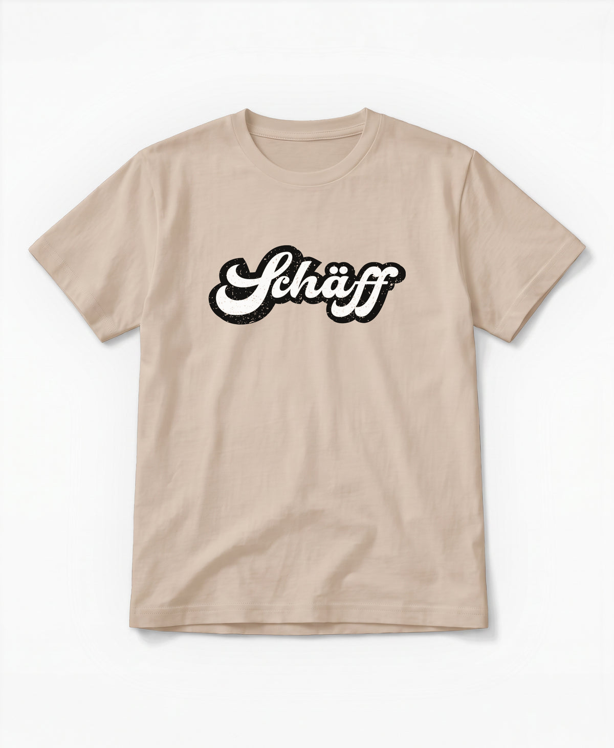 SCHÄFF Retro Schriftzug T-Shirt in der Farbe Beige aus Bio-Baumwolle