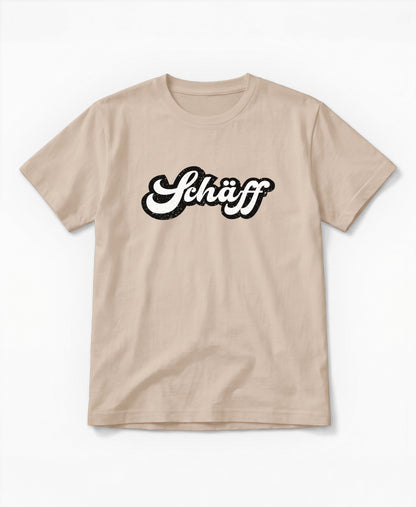 SCHÄFF Retro Schriftzug T-Shirt in der Farbe Beige aus Bio-Baumwolle