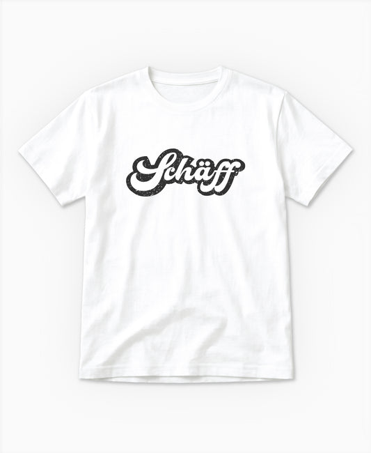 SCHÄFF Retro Schriftzug T-Shirt in der Farbe Weiss aus Bio-Baumwolle