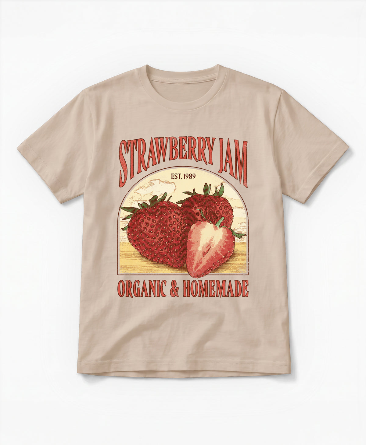 Schäffin Vintage Erdbeer Bio T-Shirt in beige