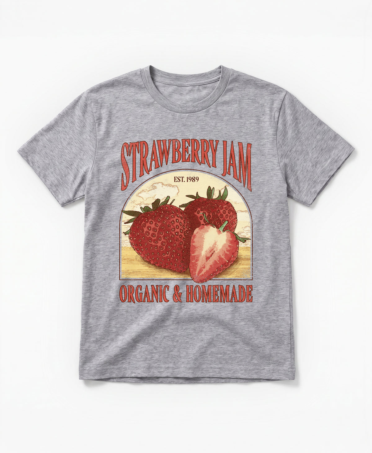 Schäffin Vintage Erdbeer Bio T-Shirt in greymelange