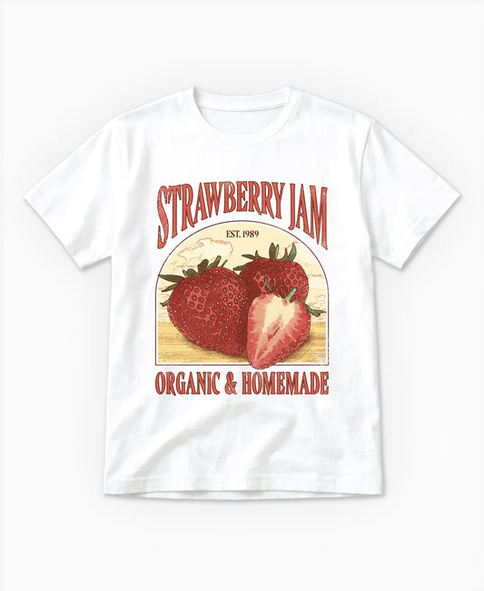 Schäffin Vintage Erdbeer Bio T-Shirt in weiss