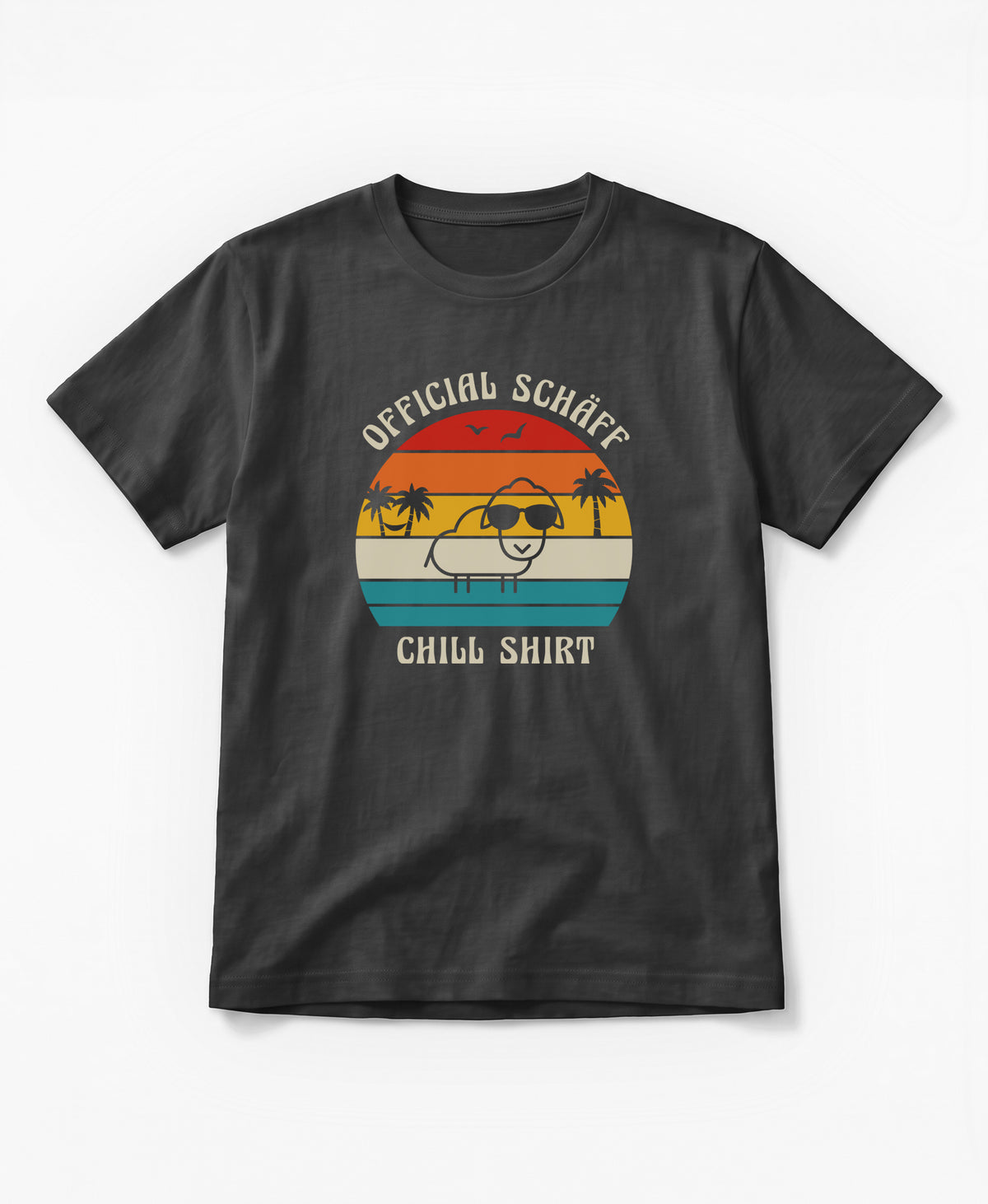 SCHÄFF– Official Chill Shirt mit Urlaubsmotiv & Sonnenbrille Bio T-Shirt in Anthrazit