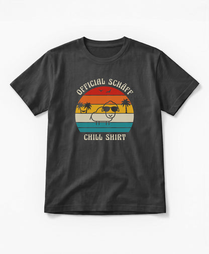 SCHÄFF– Official Chill Shirt mit Urlaubsmotiv & Sonnenbrille Bio T-Shirt in Anthrazit