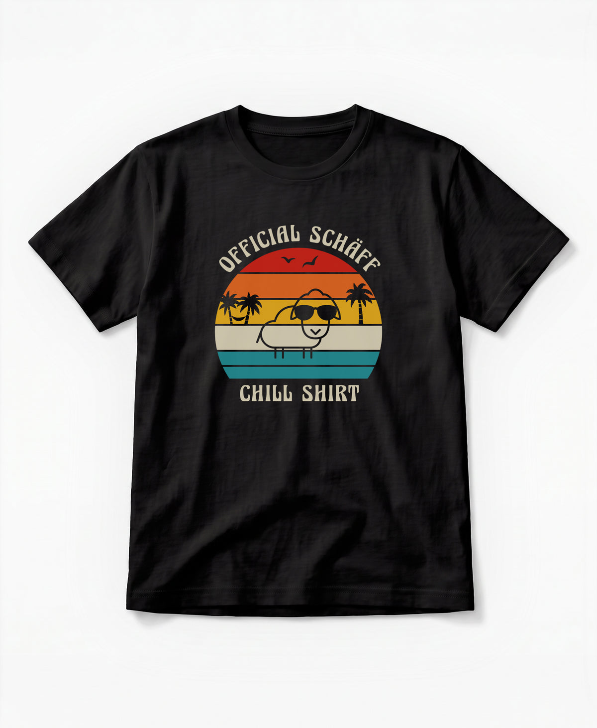 SCHÄFF– Official Chill Shirt mit Urlaubsmotiv & Sonnenbrille Bio T-Shirt in Schwarz