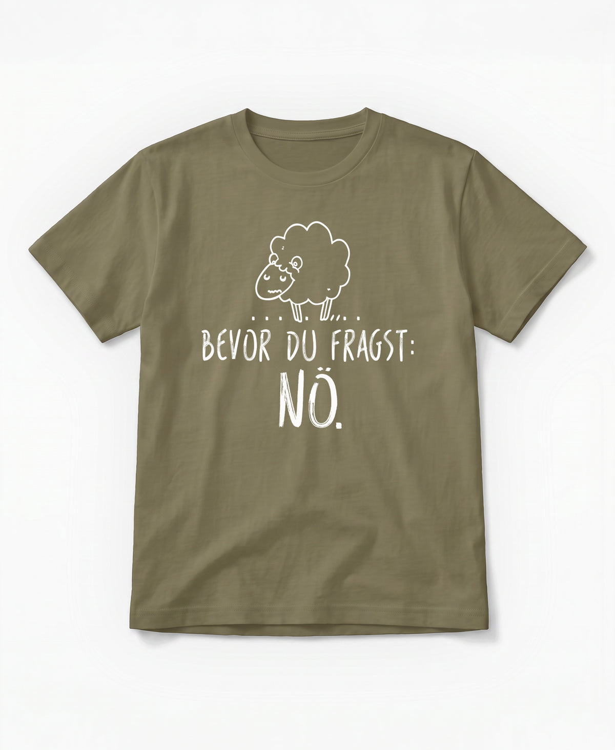 SCHÄFF – Bevor du fragst: Nö. Schaf Bio T-Shirt in Khakigrün