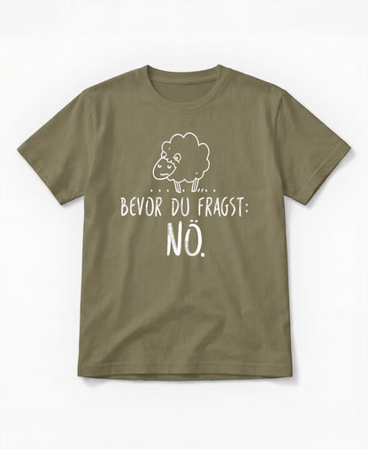 SCHÄFF – Bevor du fragst: Nö. Schaf Bio T-Shirt in Khakigrün