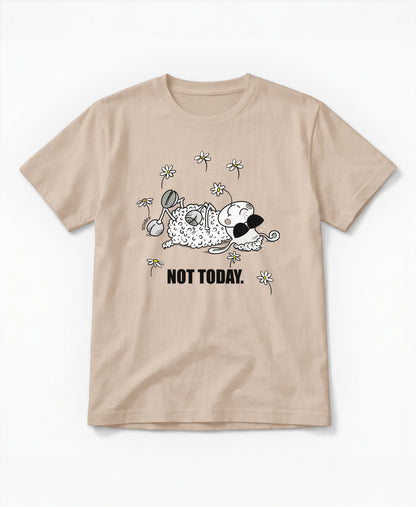 SCHÄFF Not Today Schaf Bio T-Shirt mit Comic Schaf und Sonnenbrille in Desert Dust (beige)