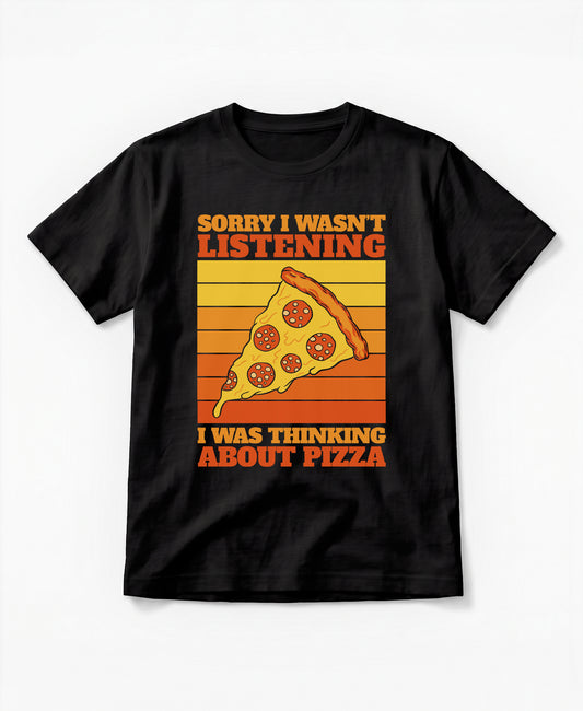 SCHÄFF Sorry I Wasn't Listening Pizza Bio T-Shirt in Farbe Scharz