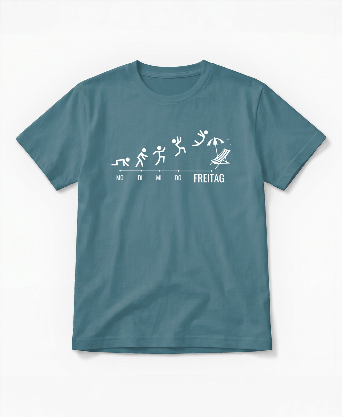 SCHÄFF – Evolution Arbeitswoche Freitag Liegestuhl T-Shirt in Farbe Stargazer Blau.