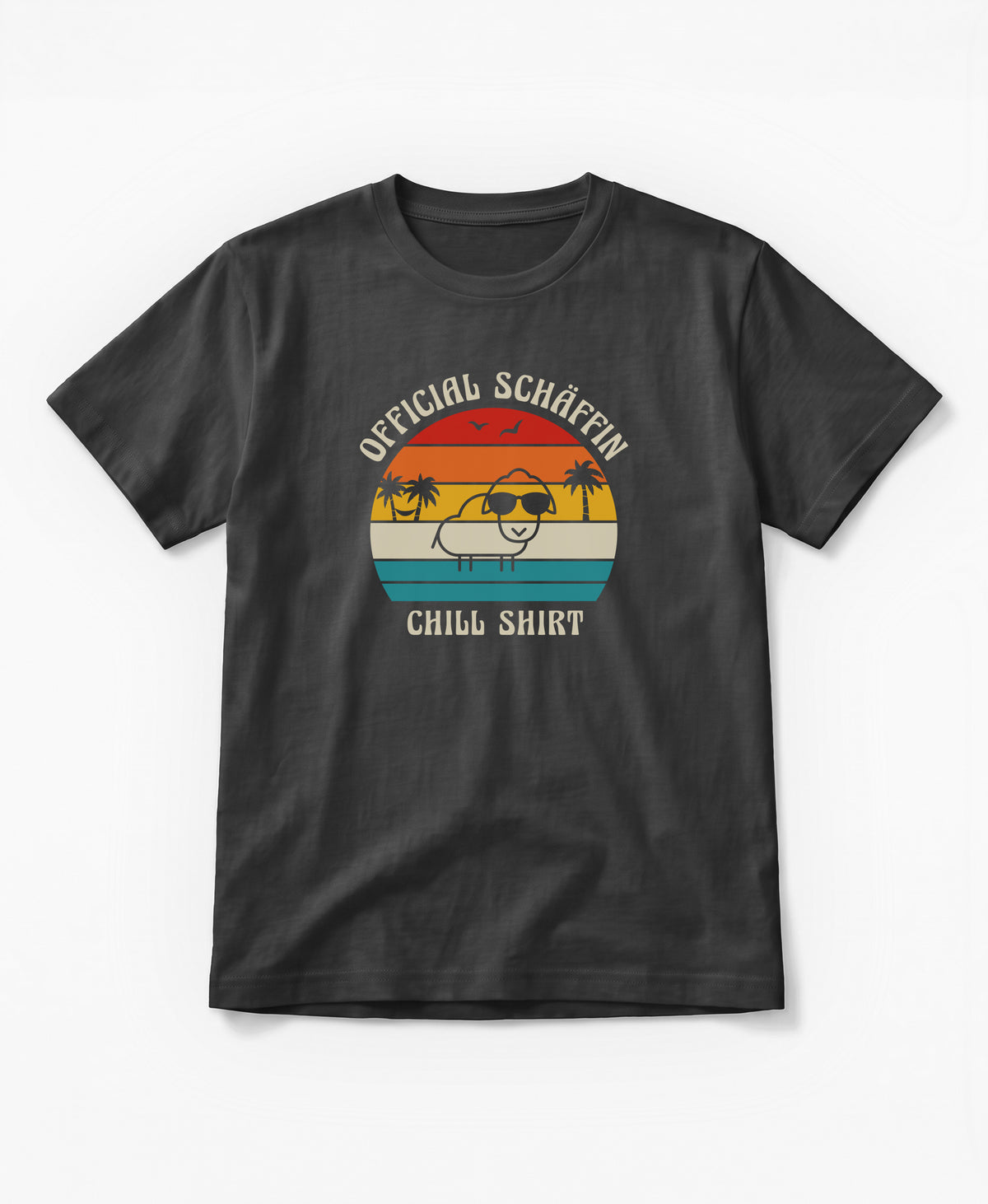 SCHÄFFIN – Official Chill Shirt mit Urlaubsmotiv & Sonnenbrille Bio T-Shirt in Anthrazit