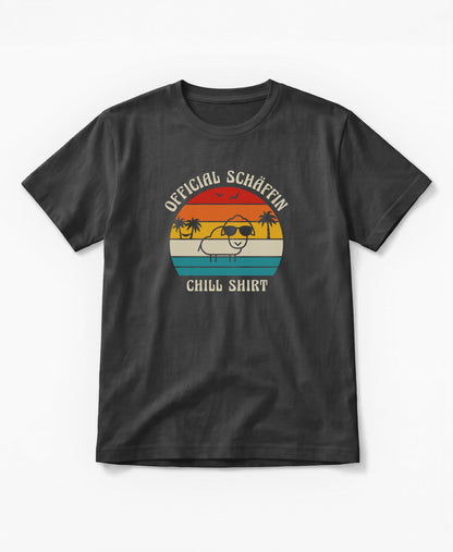 SCHÄFFIN – Official Chill Shirt mit Urlaubsmotiv & Sonnenbrille Bio T-Shirt in Anthrazit