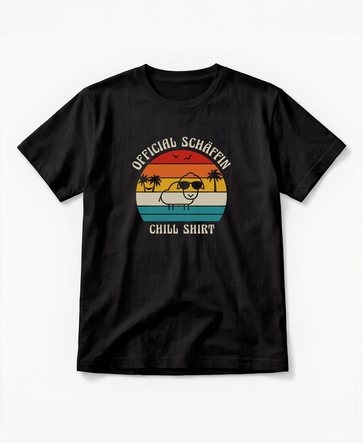 SCHÄFFIN – Official Chill Shirt mit Urlaubsmotiv & Sonnenbrille Bio T-Shirt in Schwarz