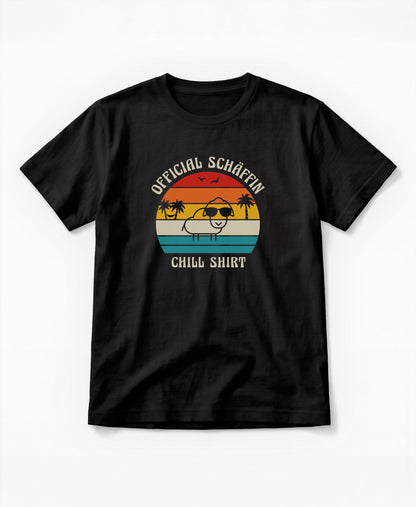 SCHÄFFIN – Official Chill Shirt mit Urlaubsmotiv & Sonnenbrille Bio T-Shirt in Schwarz
